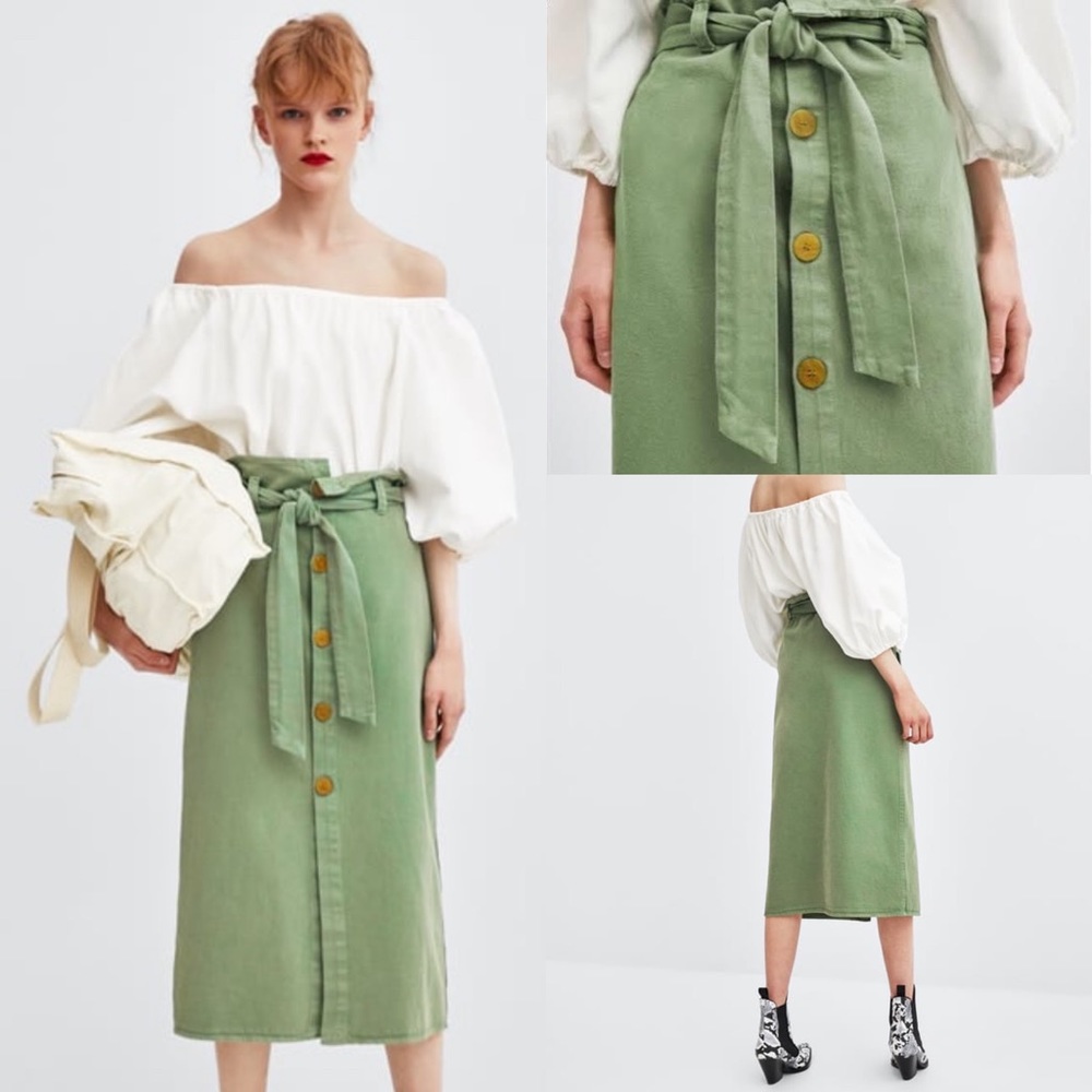 Zara paperbag midi skirt sz s
